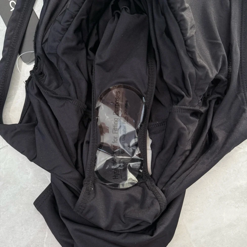 Women’s Bebe Faux Pearl Embellished One Piece Swimsuit Bridesmaid Bachelorette M - Picture 9 of 15